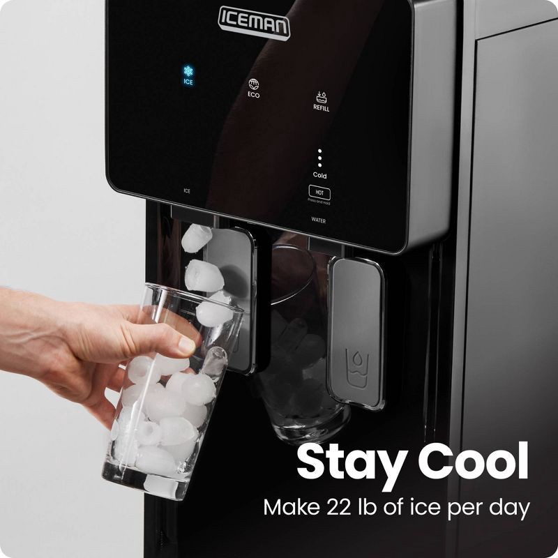 slide 4 of 7, ICEMAN by Chefman Iceman Ice Maker and Water Dispenser, Bottom-Loading for 1-5 Gallon Bottles - Black, 5 gal
