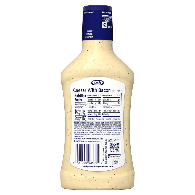 slide 8 of 9, Kraft Caesar with Bacon Salad Dressing - 16 fl oz, 16 fl oz