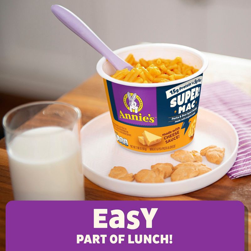 slide 4 of 8, Annie's Organic Real Aged Cheddar Protein Super Mac and Cheese Cups - 11.44oz/4ct, 11.44 oz, 4 ct