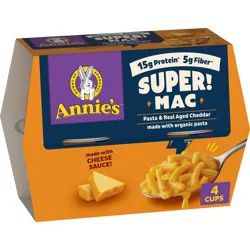 Annie's Organic Real Aged Cheddar Protein Super Mac and Cheese Cups - 11.44oz/4ct