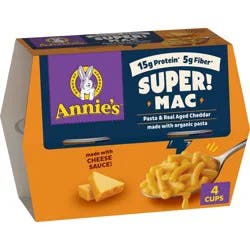 Annie's Organic Real Aged Cheddar Protein Super Mac and Cheese Cups - 11.44oz/4ct