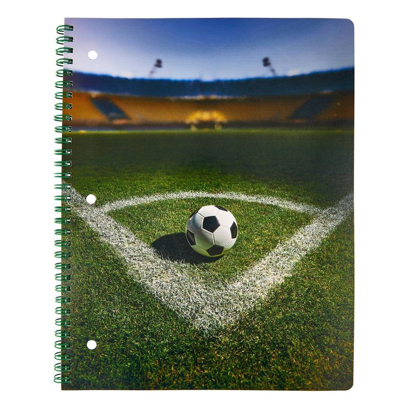 slide 1 of 3, Lena + Liam Subject Notebook Soccer Ball in Corner of Field, School Supplies, 1 ct