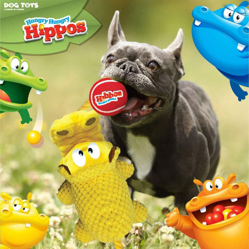 slide 3 of 4, Hasbro Hungry Hungry Hippos Squeak and Tug Plush with Tennis Dog Toys - Yellow/Red, 1 ct
