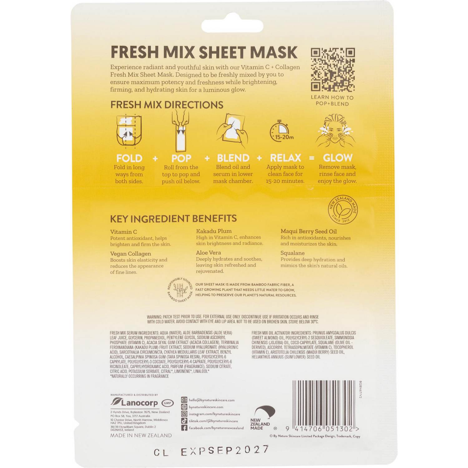 slide 2 of 2, By Nature Fresh Mix Sheet Mask Vitamin C, 1 ct