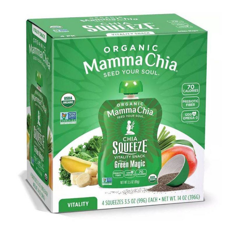 slide 1 of 7, Mamma Chia Fruit Green Magic Pouches - 14oz/4ct, 4 ct; 14 oz