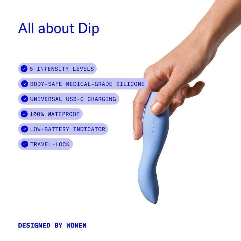 slide 6 of 15, Dame Dip Internal and External Vibrator for Women - Periwinkle, 1 ct