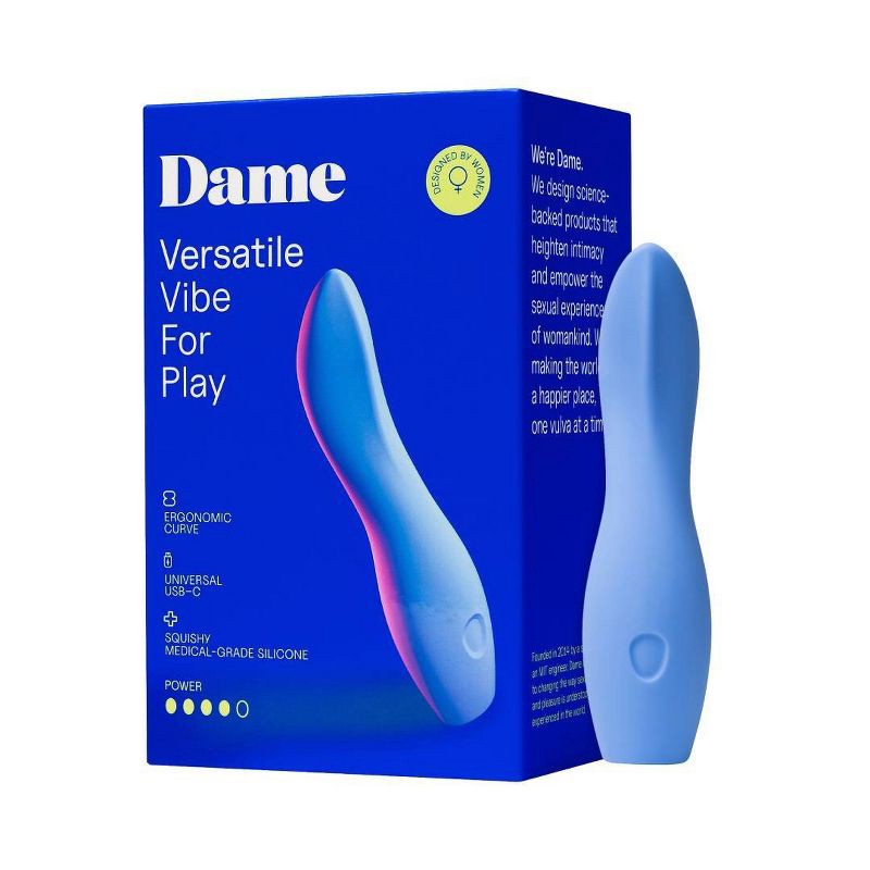 slide 1 of 15, Dame Dip Internal and External Vibrator for Women - Periwinkle, 1 ct