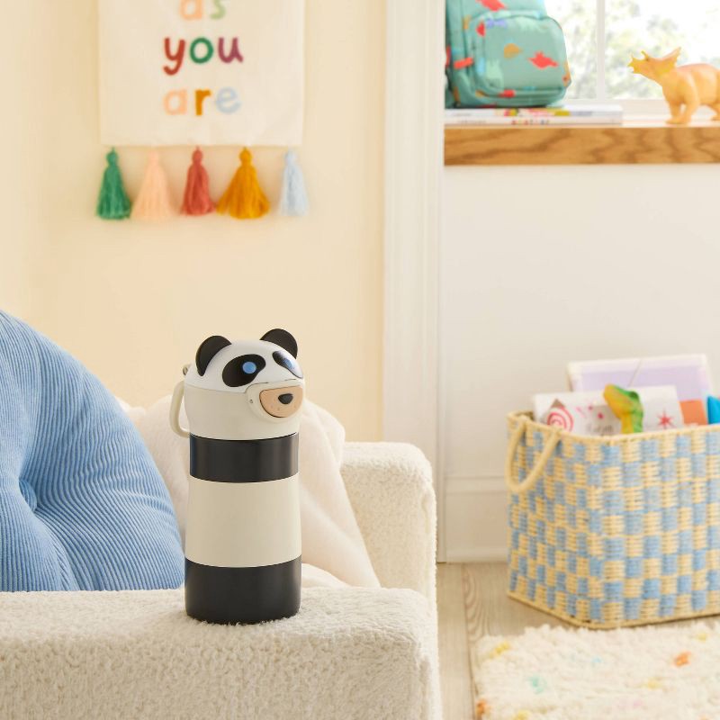 slide 2 of 3, Kids' 10 fl oz Panda Animal Water Bottle Black - Pillowfort™, 10 fl oz