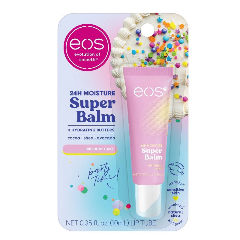 slide 1 of 7, eos 24H Moisture Super Balm - Birthday Cake - 0.35 fl oz, 0.35 fl oz