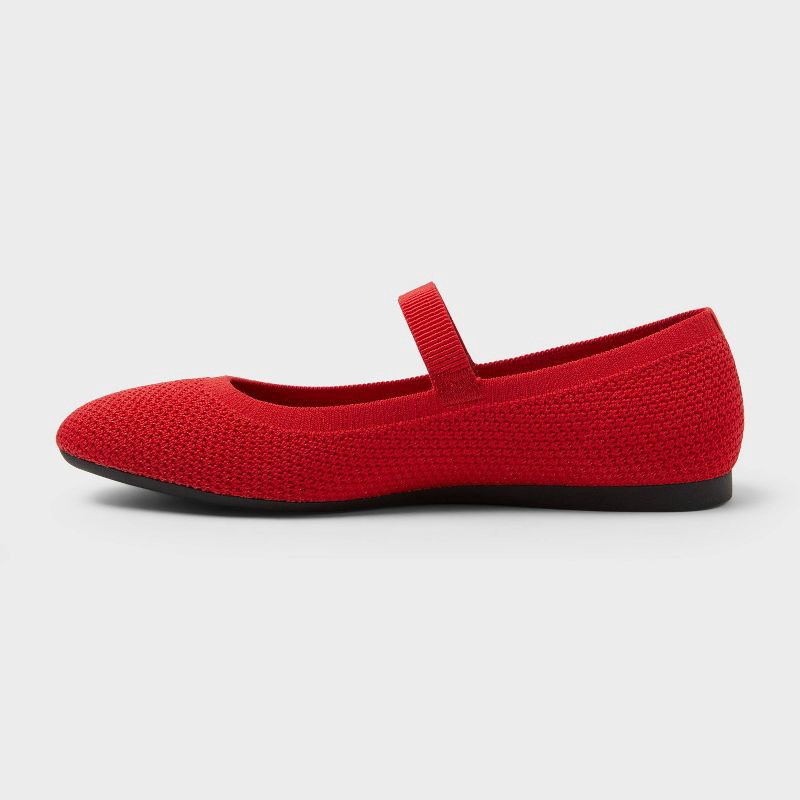 slide 2 of 4, Women's Shiloh Knit Washable Mary Jane Flats with Memory Foam Insole - A New Day™ Red 6, 1 ct