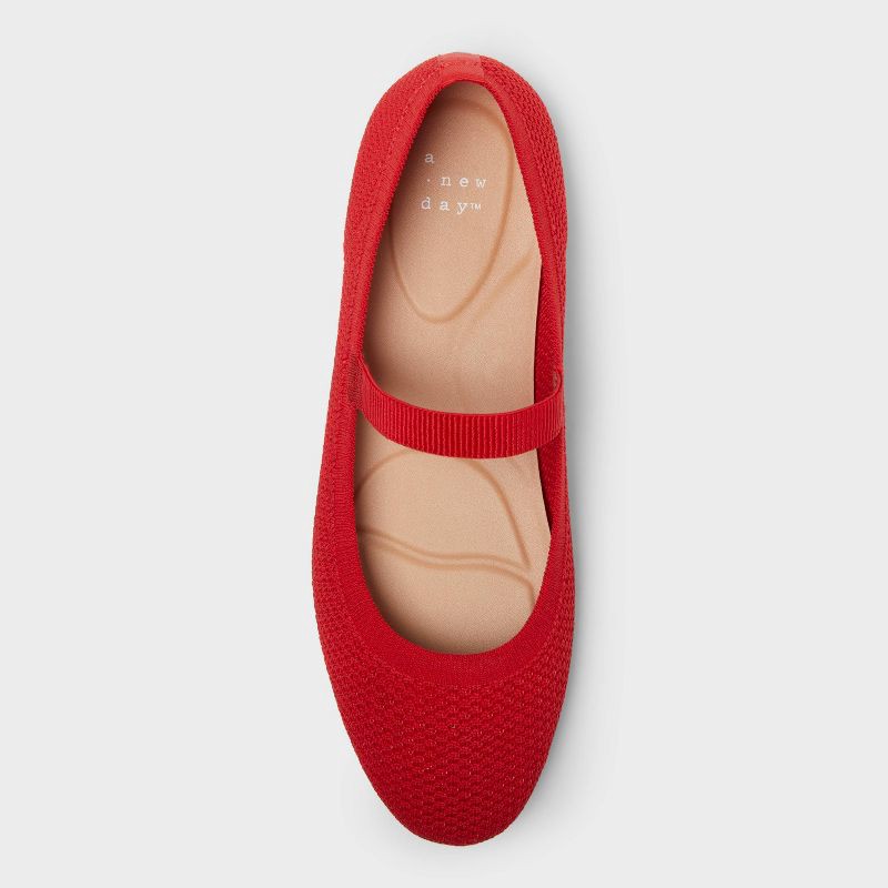 slide 3 of 4, Women's Shiloh Knit Washable Mary Jane Flats with Memory Foam Insole - A New Day™ Red 6, 1 ct