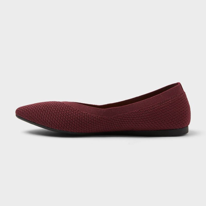slide 2 of 4, Women's Claire Knit Washable Flats - A New Day™ Burgundy 9, 1 ct