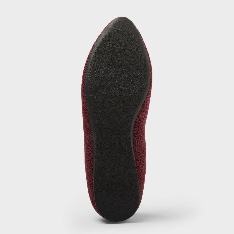 slide 4 of 4, Women's Claire Knit Washable Flats - A New Day™ Burgundy 9.5, 1 ct