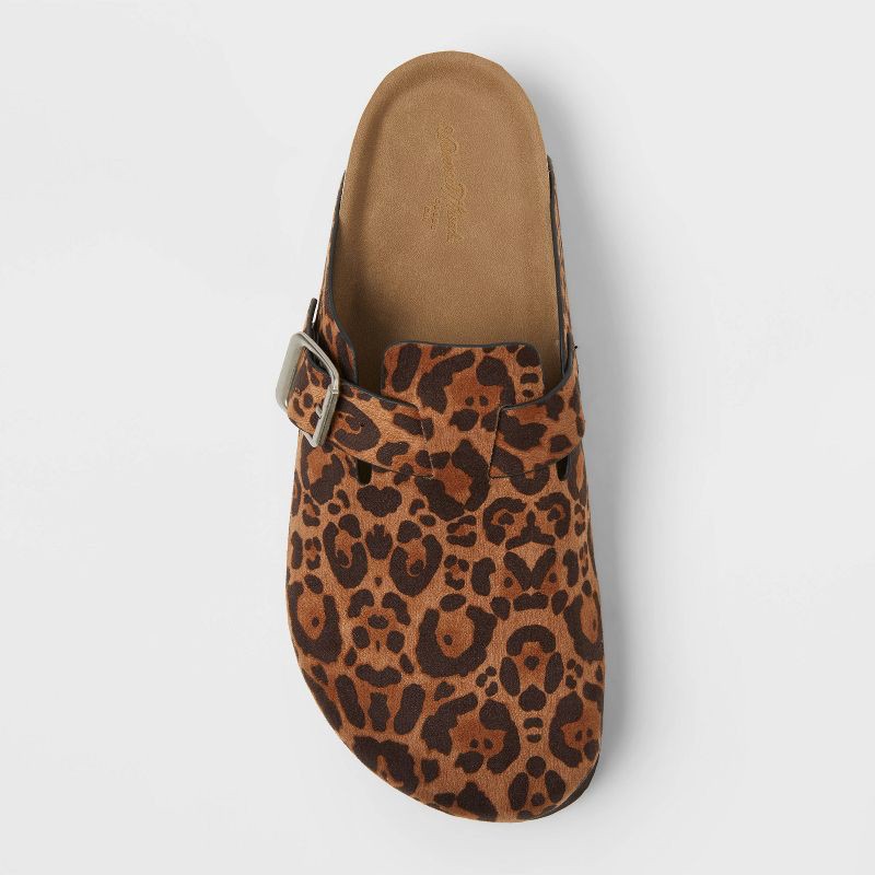 slide 3 of 4, Women's Betsy Clog Mule Flats with Memory Foam Insole - Universal Thread™ Light Brown 8.5: Slip-On, Leopard Spot Pattern, 1 ct