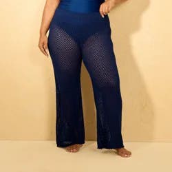 Women's Crochet Cover Up Pants - Shade & Shore™ Navy Blue XL
