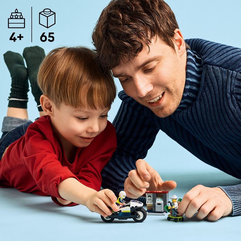 slide 2 of 6, LEGO City Police Motorcycle Chase Building Toy 60455, 1 ct