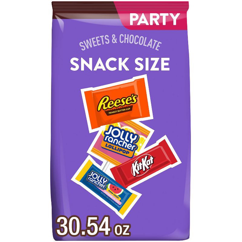 slide 1 of 7, Reese's, Kit Kat and Jolly Rancher Sweets and Chocolate Snack Size Candy Variety Pack - 30.54oz, 30.54 oz