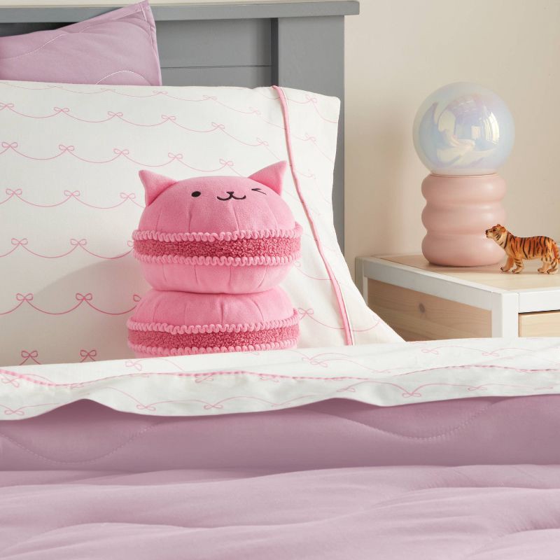 slide 2 of 3, Cat Macaron Kids' Holiday Mini Weighted Plush Throw Pillow Light Pink - Pillowfort™, 1 ct