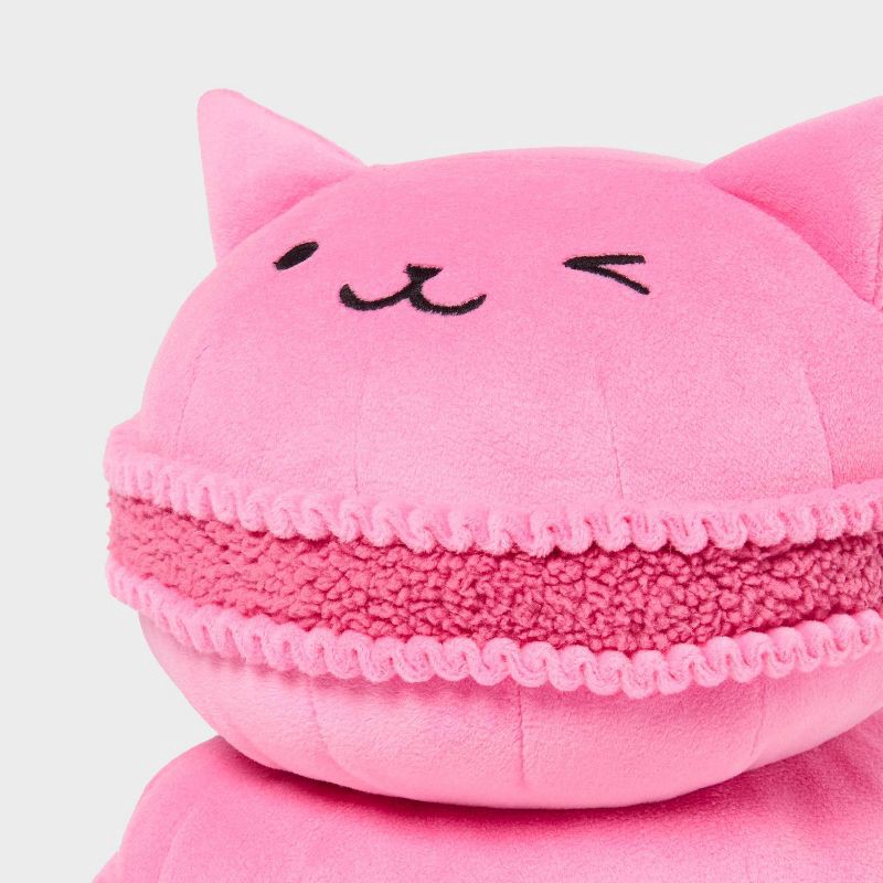 slide 3 of 3, Cat Macaron Kids' Holiday Mini Weighted Plush Throw Pillow Light Pink - Pillowfort™, 1 ct