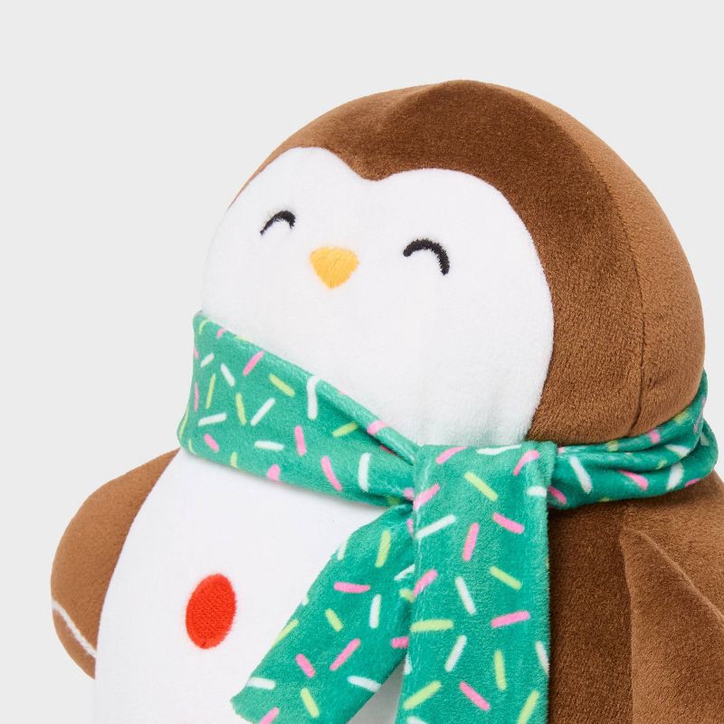 slide 3 of 3, Penguin Kids' Holiday Mini Weighted Plush Throw Pillow Brown - Pillowfort™, 1 ct