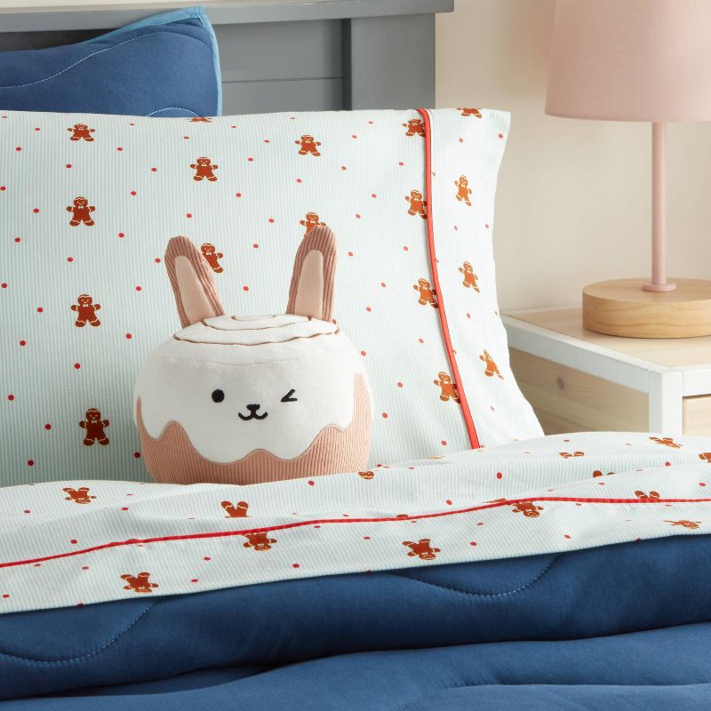 slide 2 of 3, CinnaBunny Kids' Holiday Mini Weighted Plush Throw Pillow Light Brown - Pillowfort™, 1 ct