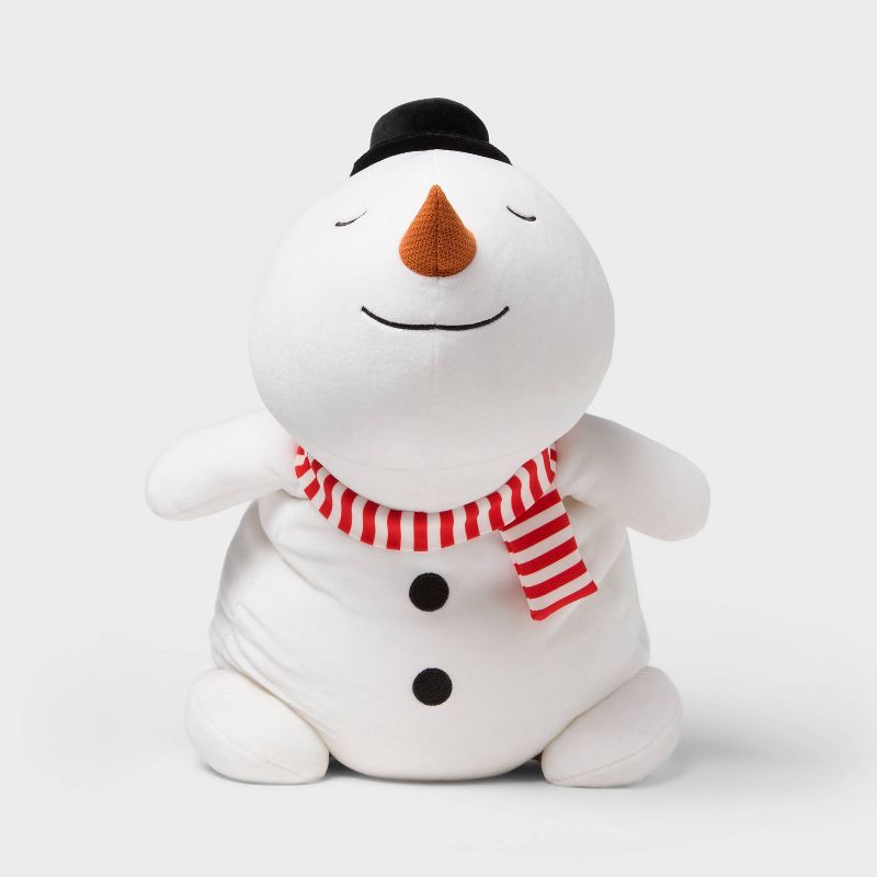 slide 4 of 4, Holiday Snowman Weighted Plush Kids' Throw Pillow White - Pillowfort™, 1 ct