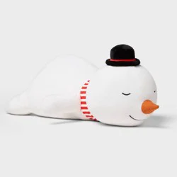 Holiday Snowman Weighted Plush Kids' Throw Pillow White - Pillowfort™
