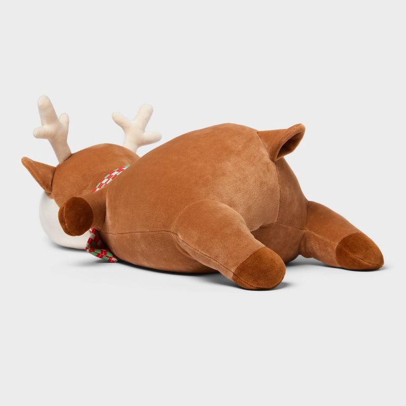 slide 3 of 4, Holiday Brown Deer Weighted Plush Kids' Throw Pillow - Pillowfort™, 1 ct