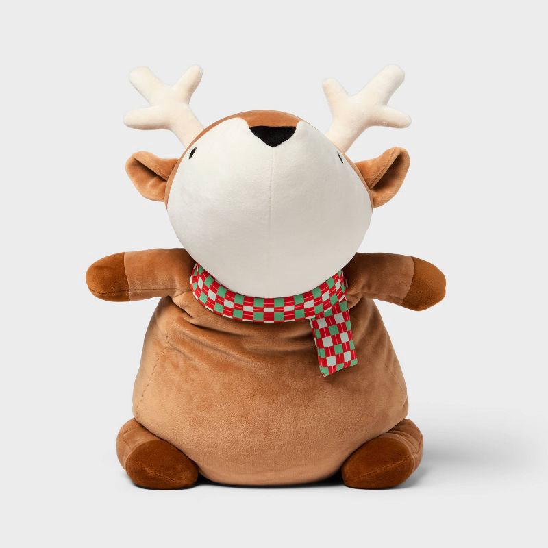 slide 4 of 4, Holiday Brown Deer Weighted Plush Kids' Throw Pillow - Pillowfort™, 1 ct