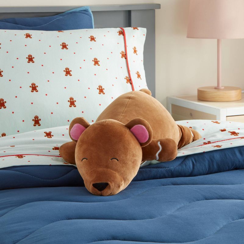 slide 2 of 4, Holiday Gingerbread Bear Weighted Plush Kids' Throw Pillow Brown - Pillowfort™, 1 ct