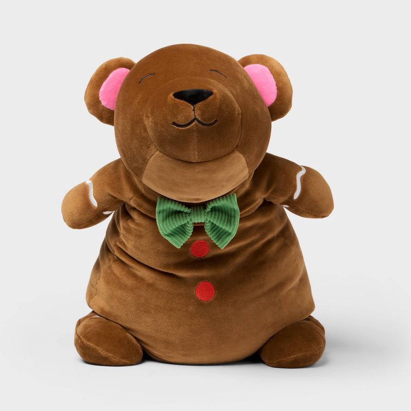 slide 4 of 4, Holiday Gingerbread Bear Weighted Plush Kids' Throw Pillow Brown - Pillowfort™, 1 ct