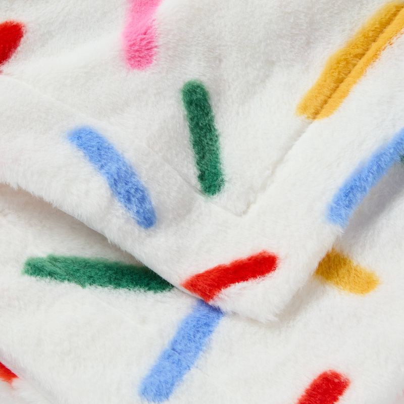 slide 3 of 3, 50"x60" Holiday Sprinkles Fuzzy Kids' Throw Blanket White - Pillowfort™, 1 ct