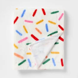 50"x60" Holiday Sprinkles Fuzzy Kids' Throw Blanket White - Pillowfort™