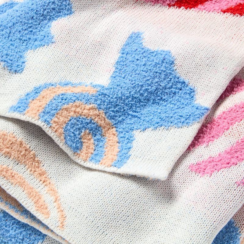 slide 3 of 3, 48"x58" Holiday Candy Knit Kids' Throw Blanket Cream - Pillowfort™, 1 ct