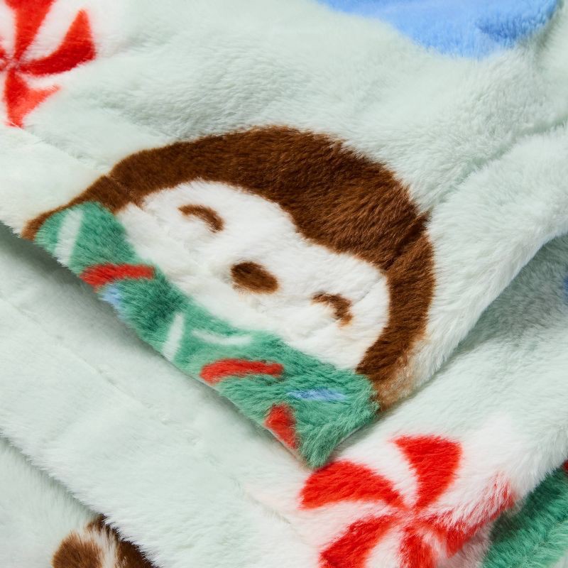 slide 3 of 3, 50"x60" Holiday Treats Fuzzy Kids' Throw Blanket Mint Green - Pillowfort™, 1 ct