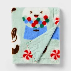 50"x60" Holiday Treats Fuzzy Kids' Throw Blanket Mint Green - Pillowfort™