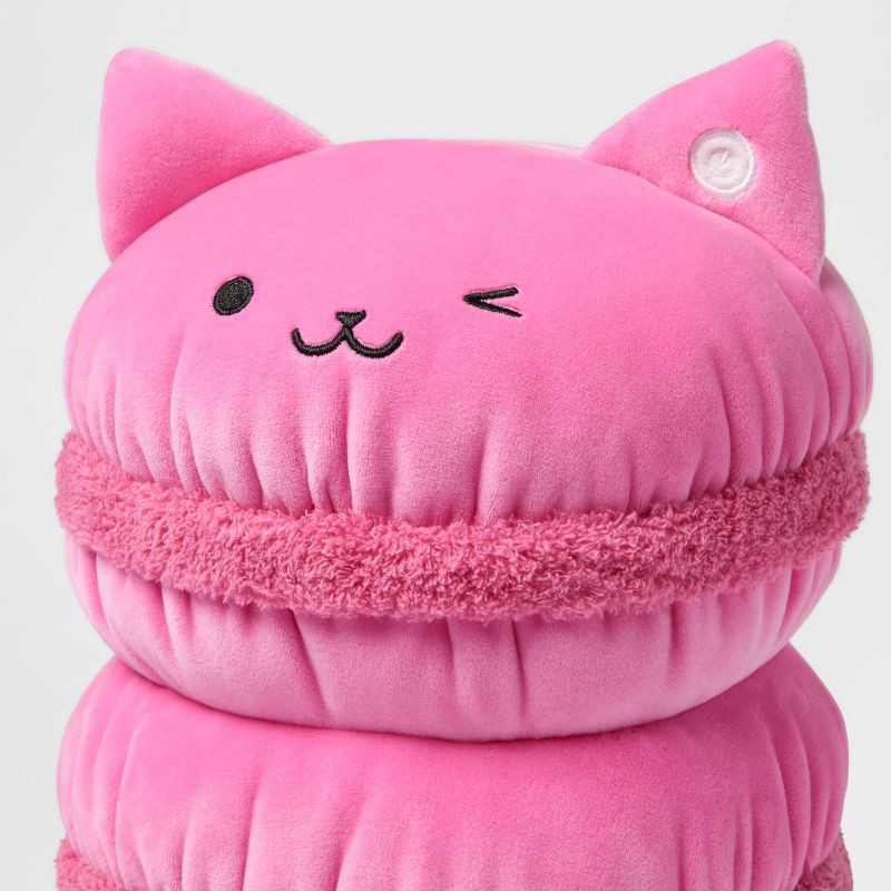 slide 3 of 4, Cat Macaron Light-Up Stuffed Plush Kids' Throw Pillow Pink - Pillowfort™, 1 ct