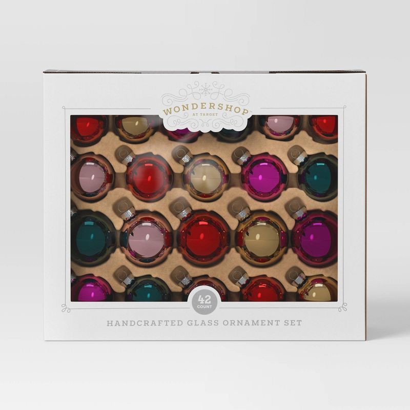 slide 3 of 3, 42pc Round Glass Christmas Tree Ornaments Shiny - Wondershop™, 42 ct