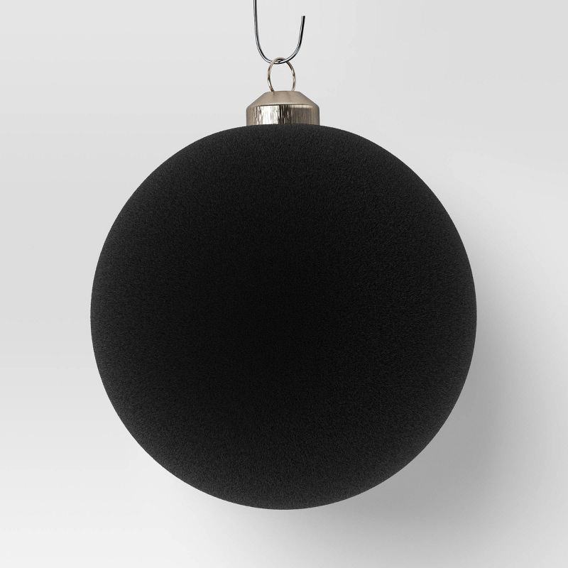 slide 4 of 4, 9ct 80mm Christmas Flocked Ball Ornament Set Black - Wondershop™, 9 ct