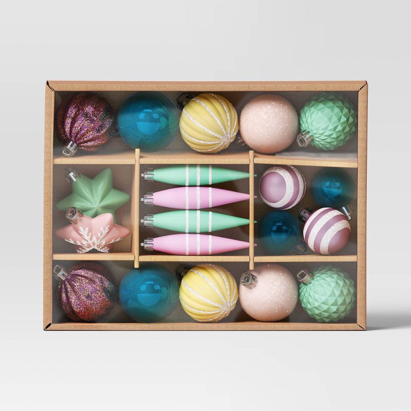 slide 3 of 4, 20ct Christmas Mixed Finial Set Pastel Color - Wondershop™, 20 ct