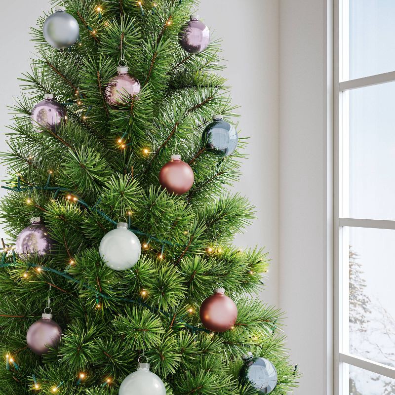 slide 2 of 3, 42pc Round Glass Christmas Tree Ornament Set Pink/Blush/White/Periwinkle - Wondershop™, 42 ct