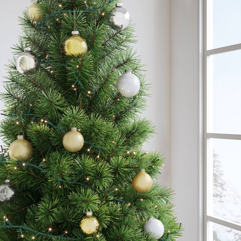 slide 2 of 3, 42pc Round Glass Christmas Tree Ornament Set Gold/Silver/White - Wondershop™, 42 ct