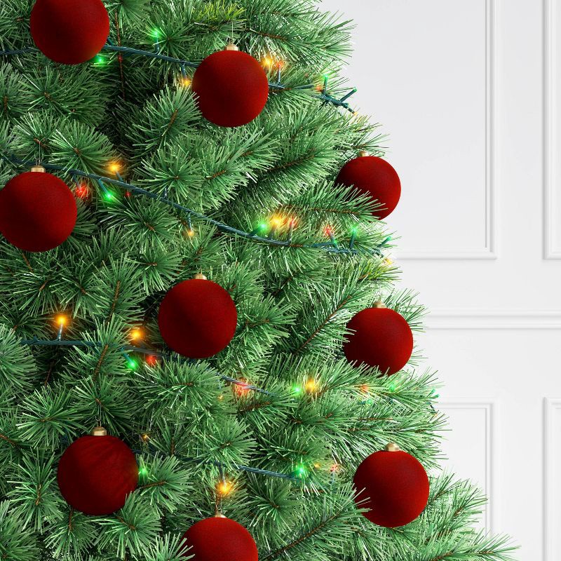 slide 2 of 4, 9ct 80mm Christmas Flocked Ball Ornament Set Burgundy - Wondershop™, 9 ct