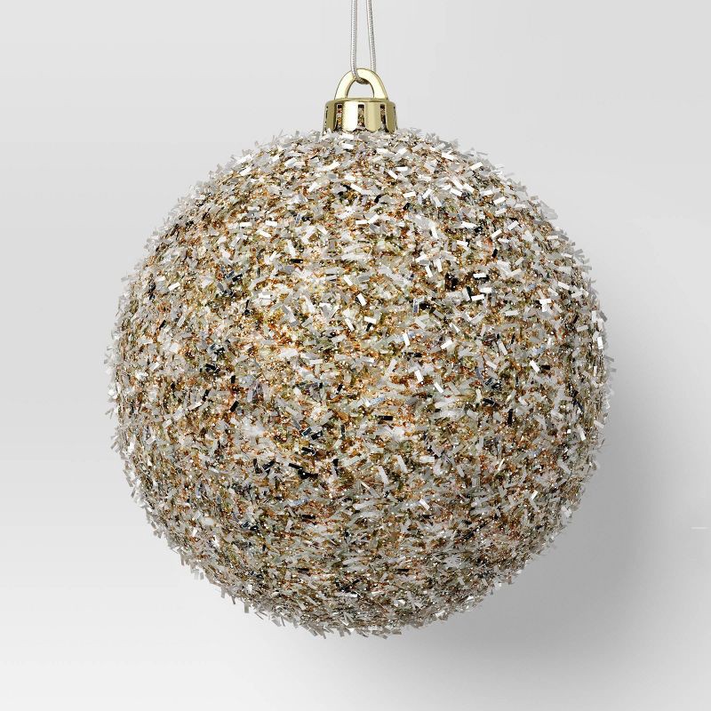 slide 4 of 4, 9ct Christmas Tinsel Ball Champagne - Wondershop™, 9 ct