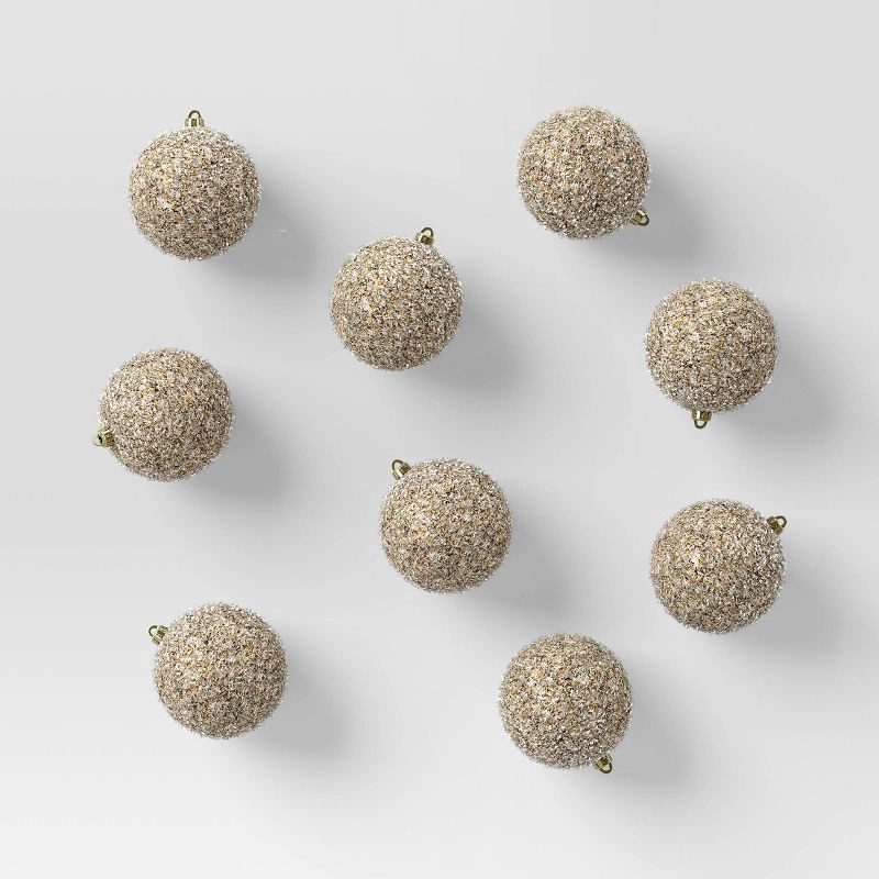 slide 1 of 4, 9ct Christmas Tinsel Ball Champagne - Wondershop™, 9 ct