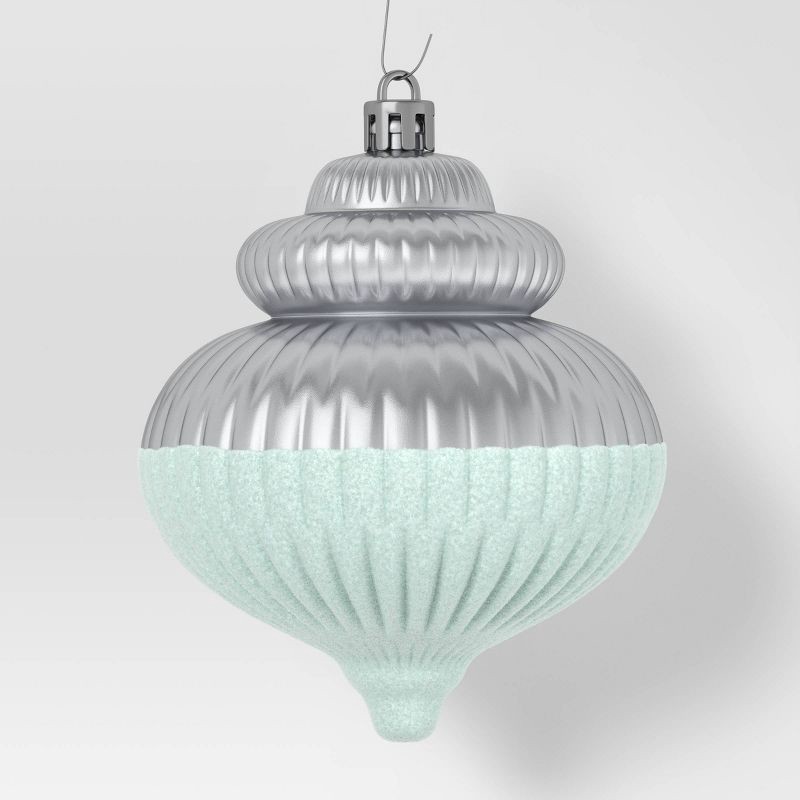 slide 4 of 4, 6ct Christmas Semi Flocking Semi Shiny White/Mint Blue - Wondershop™, 6 ct