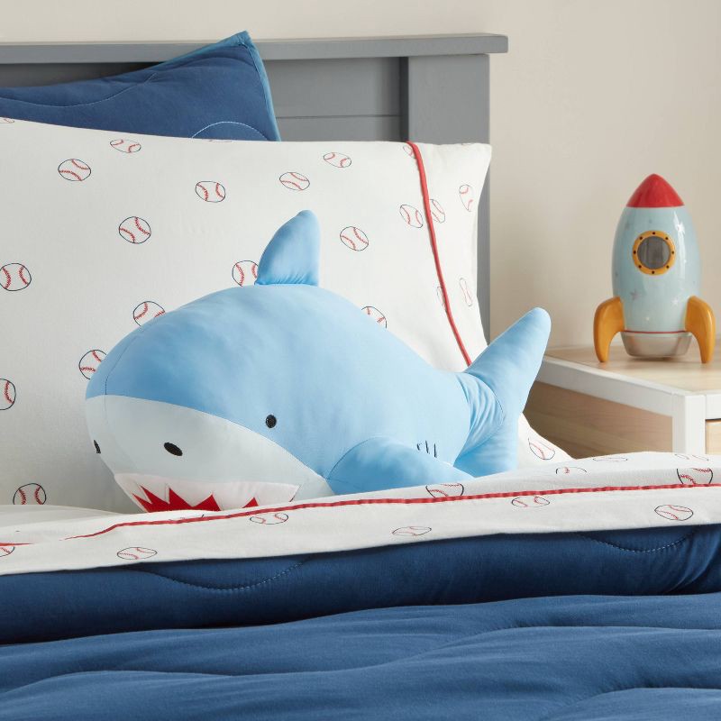 slide 2 of 4, Shark Soothing Weighted Plush Kids' Throw Pillow Blue - Pillowfort™, 1 ct