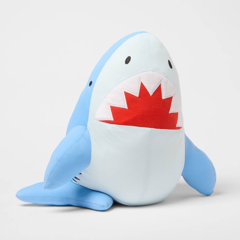 slide 4 of 4, Shark Soothing Weighted Plush Kids' Throw Pillow Blue - Pillowfort™, 1 ct