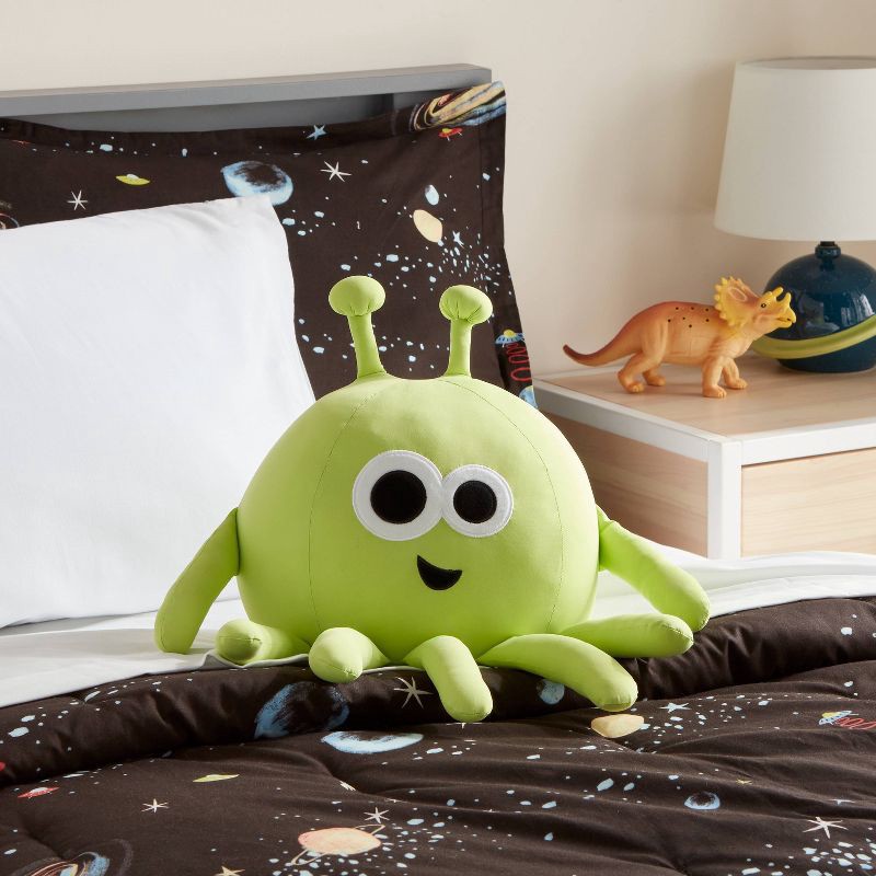 slide 2 of 4, Alien Soothing Weighted Plush Kids' Throw Pillow Green - Pillowfort™, 1 ct