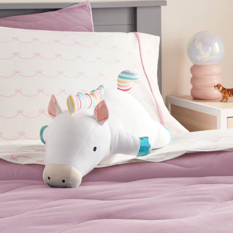 slide 2 of 4, Rainbow Horse Soothing Weighted Plush Kids' Throw Pillow White - Pillowfort™, 1 ct